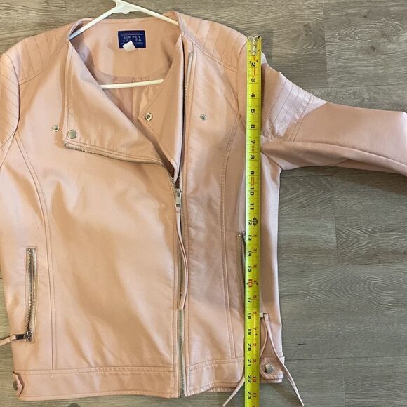Womens Simply Styled Large Light Pink Blush Faux Leather Jacket - Size Large - Picture 13 of 13